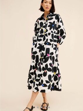 Maeve by Anthropologie Black & White Bettina Dress